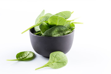 Green spinach on a white background