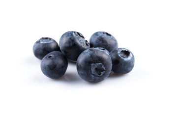 Blueberries on white background