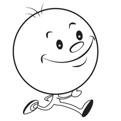 Running cartoon man with a big head