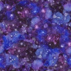 Night sky seamless pattern. Original bright colors watercolor background.