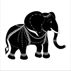 Elephant.Silhouette of elephant.Greeting Beautiful card with Elephant