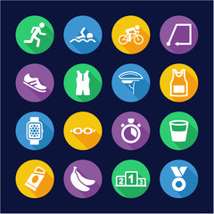 Triathlon Icons Flat Design Circle