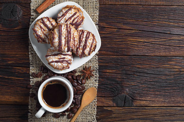 Tasty cookies and coffee cup