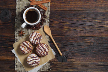 Delicious cookies and coffee - obrazy, fototapety, plakaty