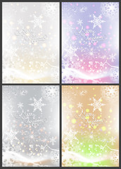 Winter pattern with crystallic snowflakes. Christmas background. Vector Illustration 