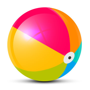 Colorful Vector Beach Ball Isolated on White Background