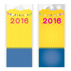 background blue Yellow new year 2016 card summer cloud vector be