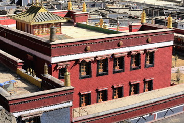 Fototapeta na wymiar Modern temple-grounds of the ancient monastery's North Seat. Sakya-Tibet. 1833