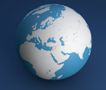 Planisfero mappa globo Siria, Europa, Africa, Asia e medio oriente