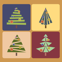 Set of four Christmas trees