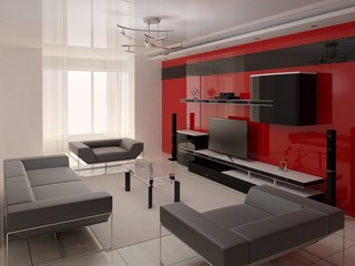 Modern light and spacious living room .