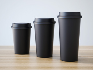 Three black cups
