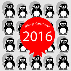 New year pinguins on grey