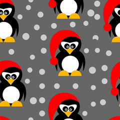 Seamless pinguins on grey