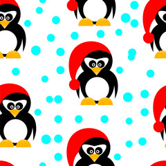 Seamless pinguins on white