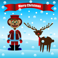 New year monkey and deer