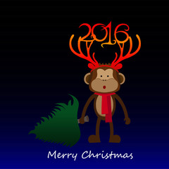 New year monkey on black