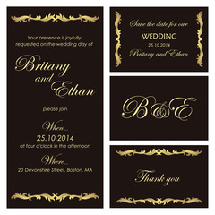 Set of wedding cards or invitations