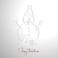 Merry Christmas silhouette snowman with cap drawn with shadow history childlike Christmas cartoon character winter funny - Scherenschnitt Schneemann gezeichnet kindlich weihnachtliche Comicfigur