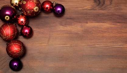 Christmas Greeting Card - Christmas balls on a wooden surface