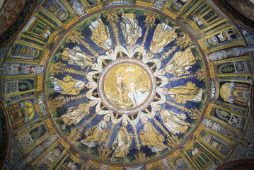 Fototapeta na wymiar Mosaics of The Baptistry of Neon. Ravenna, Italy