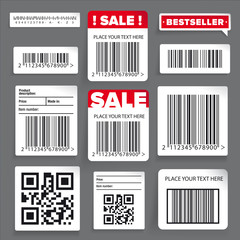 Barcode label and sale vector set