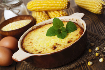 Casserole of corn groats