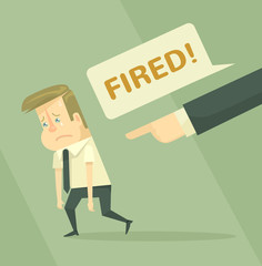 Fired office worker. Employee firing concept. Vector flat illustration