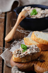 Canapes with tuna salad.