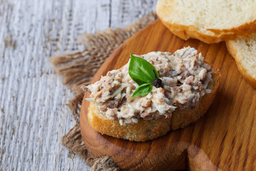 Canapes with tuna salad.