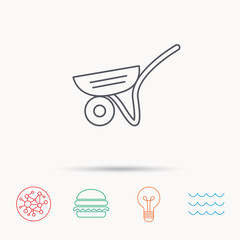 Trolley icon. Garden cart sign.