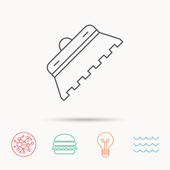 Trowel for tile icon. Spatula repair tool sign.