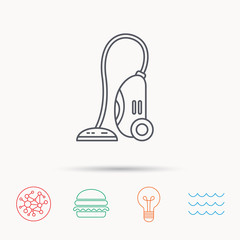 Vacuum cleaner icon. Housework device sign.