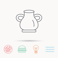 Vase icon. Decorative vintage amphora sign.