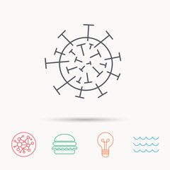 Virus icon. Molecular cell sign.