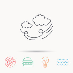 Wind icon. Cloud with storm sign.