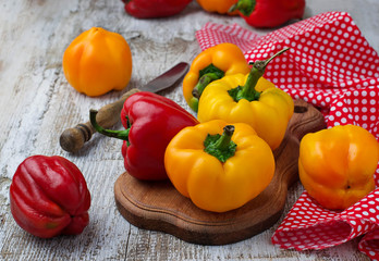 Fresh ripe red and yellow bulgarian pepper
