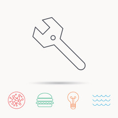 Wrench key icon. Repair tool sign.
