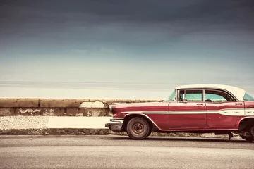 Gordijnen Old american car on street in Havana,Cuba © marcin jucha