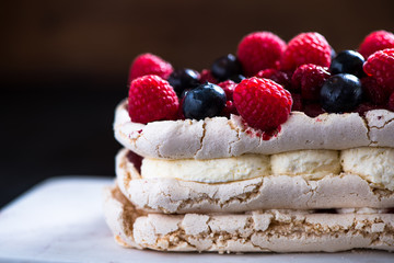Pavlova with berry fruits