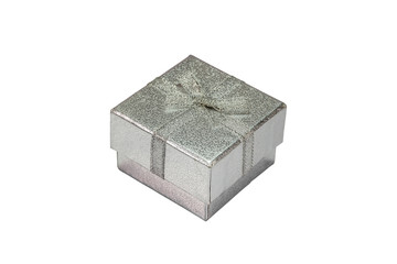 Silver gift box isolated on white background