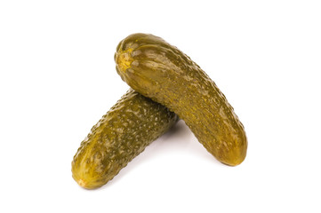 two marinated cucumbers