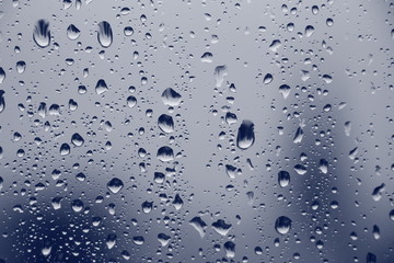 Rain drops on window ,rainy day