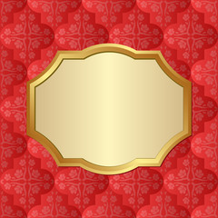red background with pattern and golden frame
