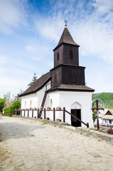 Historic wooden church in Holloko, Hungary.