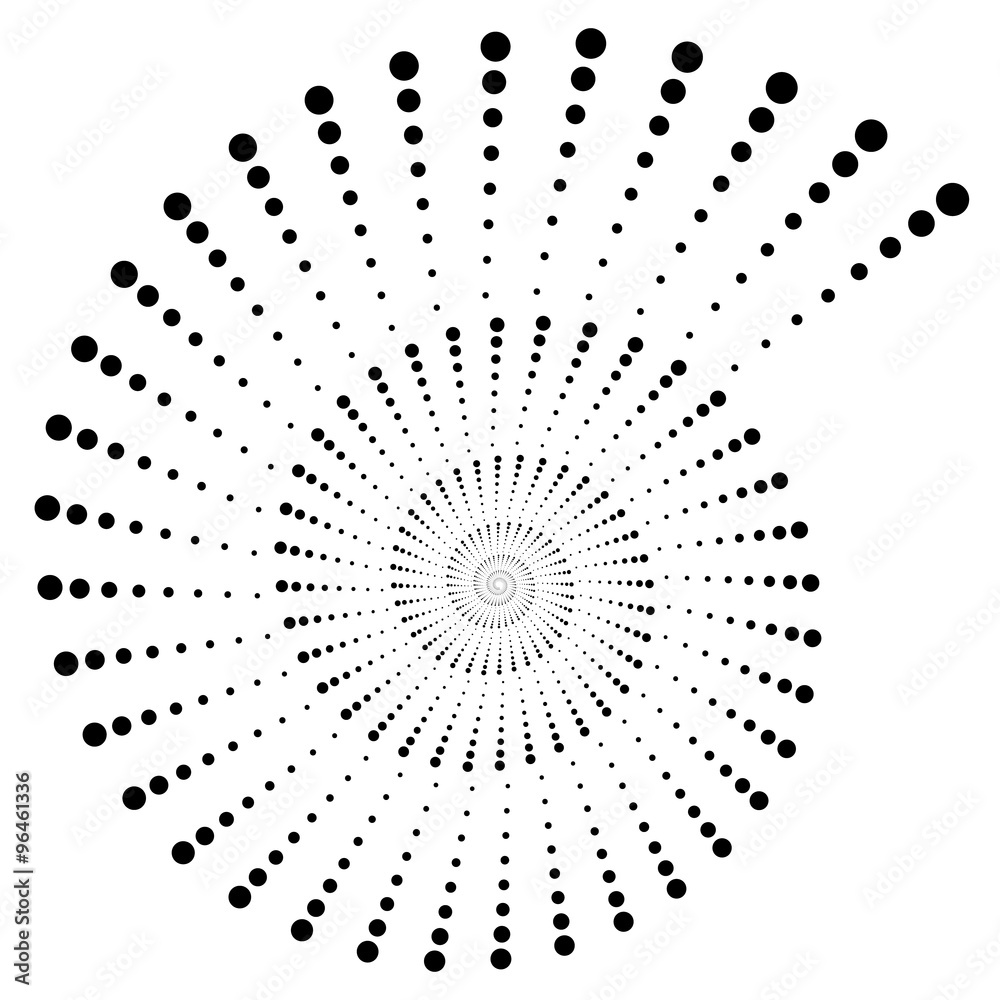 Poster abstract dotted volute, snail element on white. vector art.