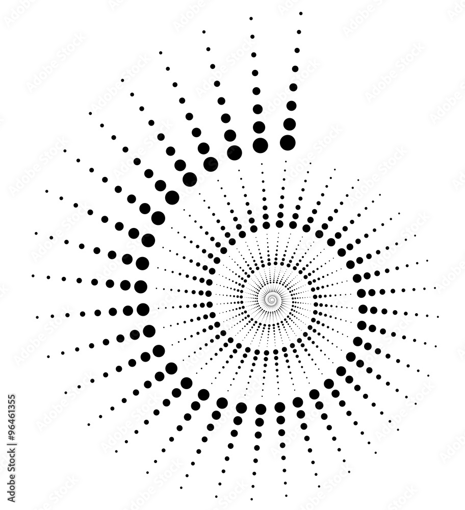 Poster abstract dotted volute, snail element on white. vector art.