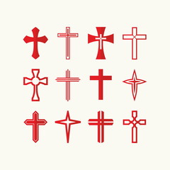 Obraz premium Set of red cross icons
