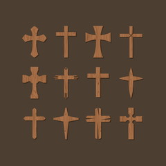 Set of wooden crosses