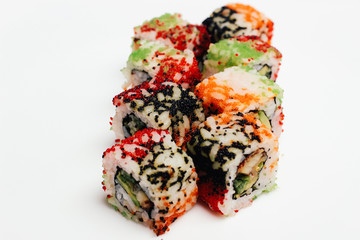 Sushi rolls isolated on white